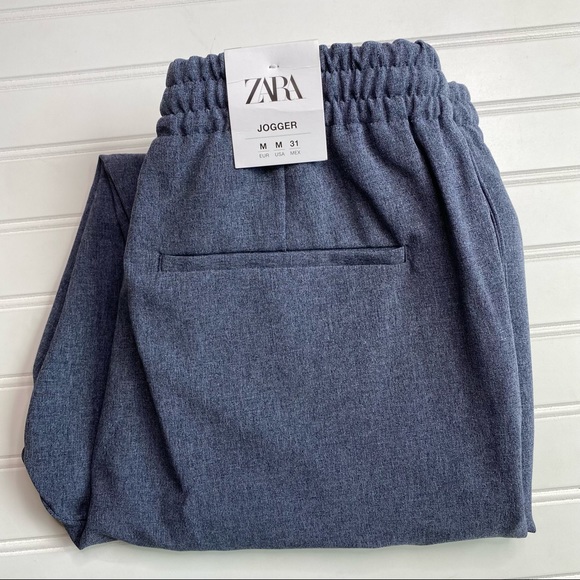 ZARA Blue Draw String Jogger style Pants - Picture 8 of 10